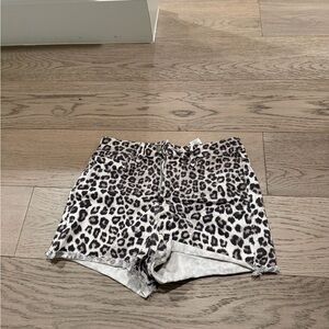 Good American Leopard Print Jean Shorts